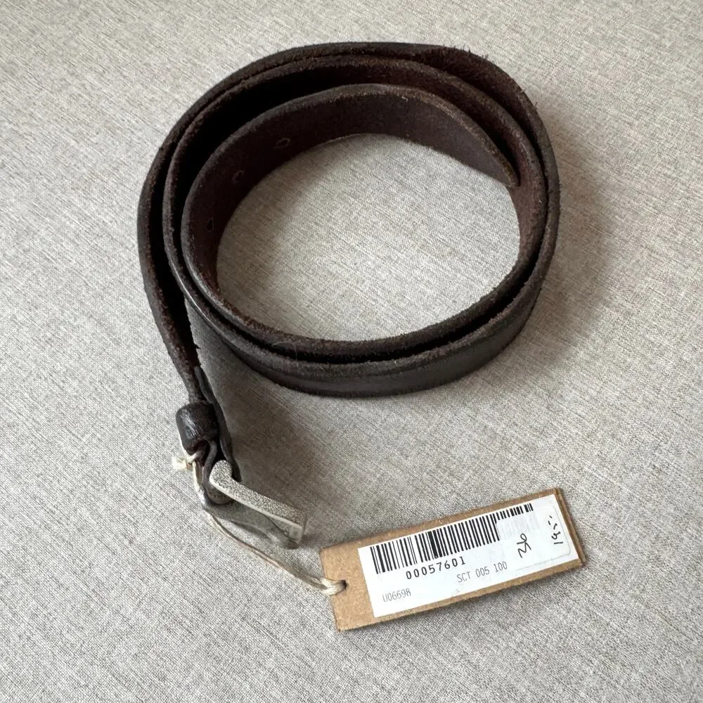 Orciani Handmade Italian Leather Textured Brown Silver Tone Buckle Belt 100 NEW